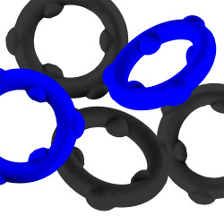 Oxballs Lot de 5 Cockrings Spinner 25 mm Noir-Bleu